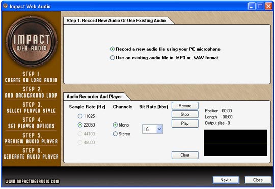 Impact Web Audio Schritt 1